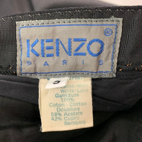 KENZO Size L Black Wool Cropped Suit