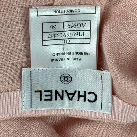 CHANEL 01C Taille 4 Pantalon décontracté taille haute en soie rose