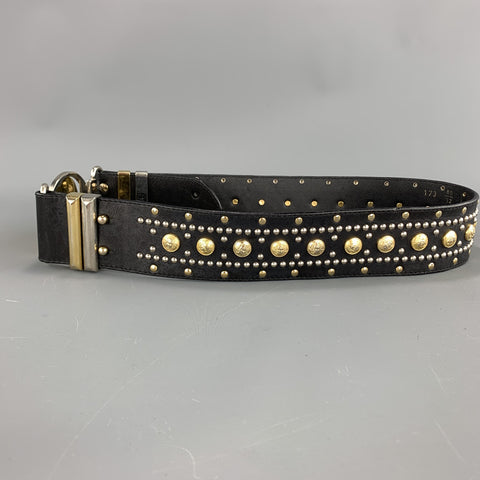 Vintage GIANNI VERSACE Studded Size XS 80/32 Black Leather Waist Belt