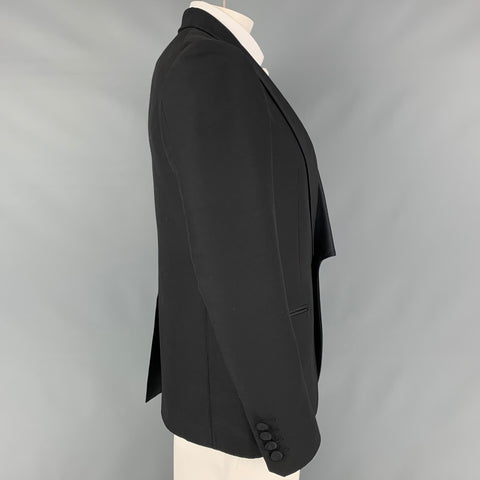 BALLY Size 42 Black Wool Silk Shawl Collar Sport Coat