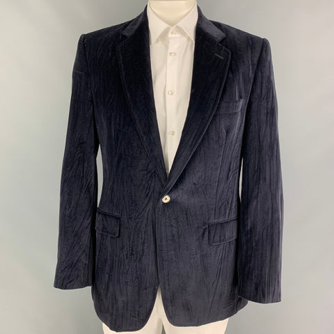 DOLCE & GABBANA Size 42 Dark Purple Cotton Single Button Sport Coat