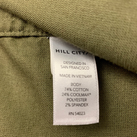 HILL CITY Size S Olive Cotton Blend Button Down Long Sleeve Shirt