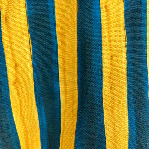 FENDI x JOHN BOOTH Size 40 Yellow Blue Stripe Cotton Lamb Fur Denim Jacket