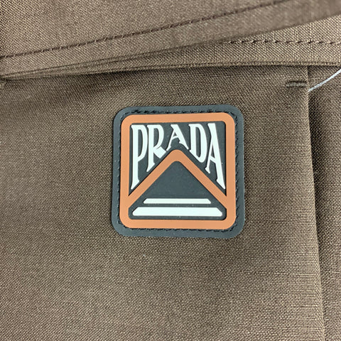 PRADA Size 34 Brown Solid Mohair / Wool Belted Dress Pants