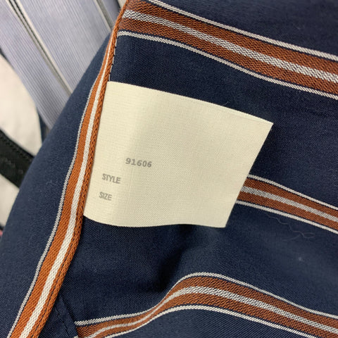 N. HOOLYWOOD Multi-Color Stripe Cotton Zip Up Long Sleeve Big Shirt