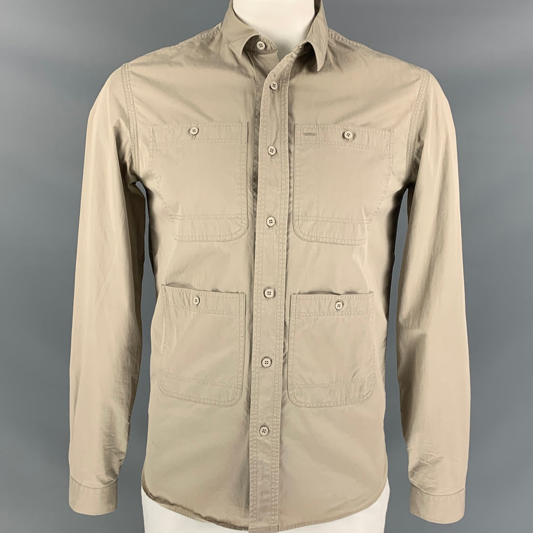 BURBERRY PRORSUM Size L Beige Cotton Button Down Long Sleeve Shirt