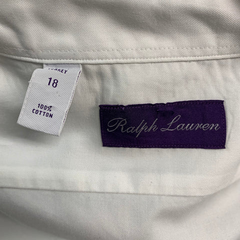 RALPH LAUREN Size XL White Cotton Button Up Long Sleeve Shirt