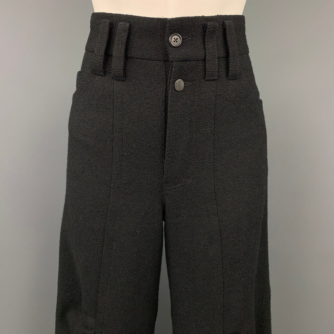 MARC JACOBS Size 6 Black Textured Wool / Nylon Cropped Wide Leg Dress Pants