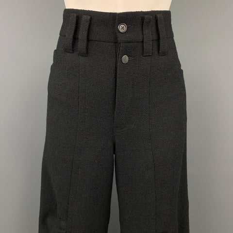 MARC JACOBS Talla 6 Pantalones de vestir de pierna ancha recortados de lana / nailon texturizados negros