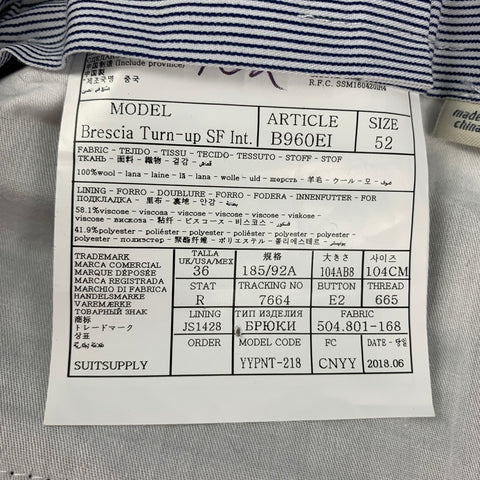 SUITSUPPLY Size 34 Navy Wool Zip Fly Dress Pants