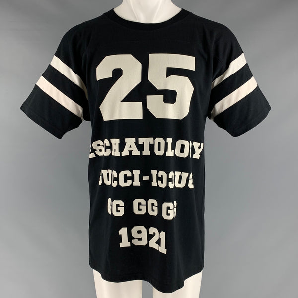 GUCCI Size XS Black White Graphic Cotton Crew-Neck T-shirt – Sui