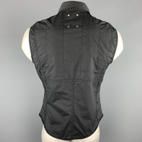 J. LINDEBERG Size L Black Cotton Zip Up Patch Pocket Sleeveless Shirt