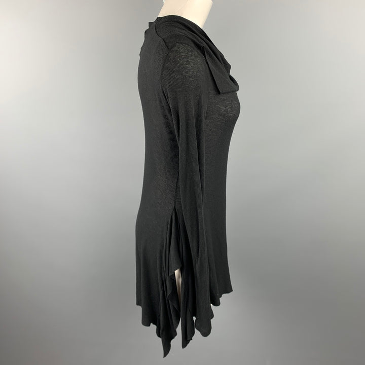 PEACHOO+KREJBERG Size S Black Cotton Asymmetrical Casual Top