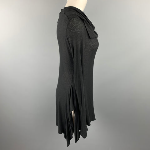 PEACHOO+KREJBERG Taille M Robe asymétrique côtelée noire en viscose/laine