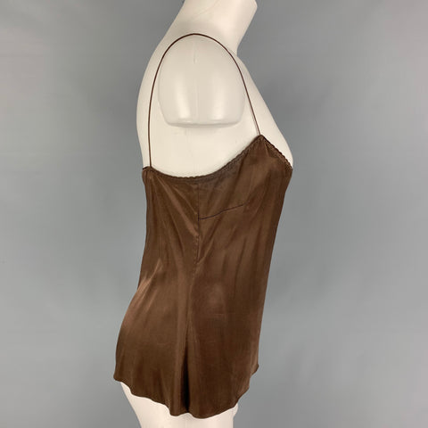 ELIE TAHARI Blusa camisola de seda marrón talla S