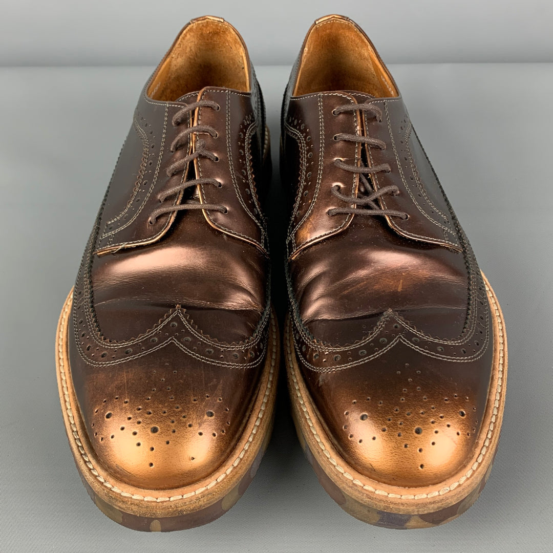 PAUL SMITH Size 9 Copper Metallic Leather Wingtip Lace Up Shoes Sui Generis Designer Consignment PAUL SMITH Size 9 Copper Metallic Leather Wingtip Lace Up Shoes Sui Generis Designer Consignment