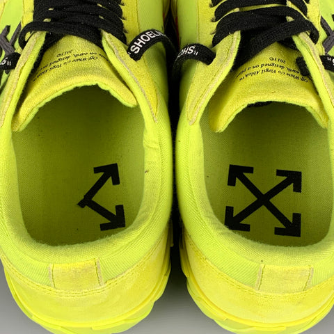 OFF-WHITE Size 11 Neon Yellow Canvas Low Vulcanized Fluo Yellow Sneakers