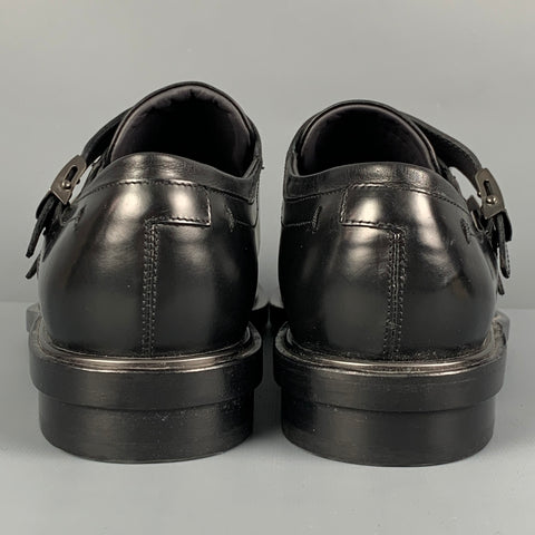CALVIN KLEIN COLLECTION Size 9 Black Leather Double Monk Strap Loafers