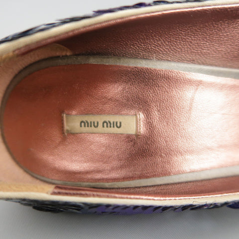 MIU MIU Size 10 Navy & Silver Purple Sequin Pumps