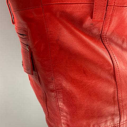 LEATHER CULT Size M Red Brown Mixed Materials Leather Jacket