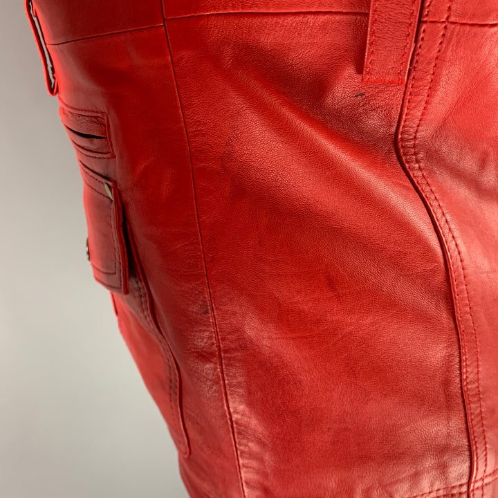 LEATHER CULT Talla M Chaqueta de cuero de materiales mixtos Rojo Marrón