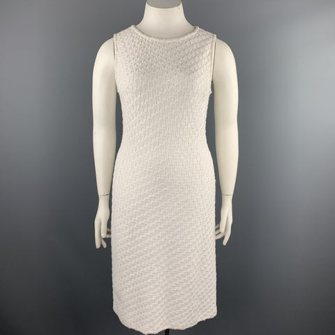 ST. JOHN Taille 12 Robe de cocktail en mélange de laine tricotée blanche
