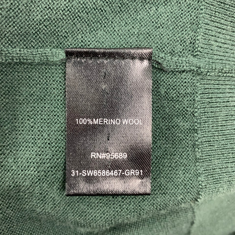 TODD SNYDER Size L Green Striped Trim Merino Wool Long Sleeve Polo