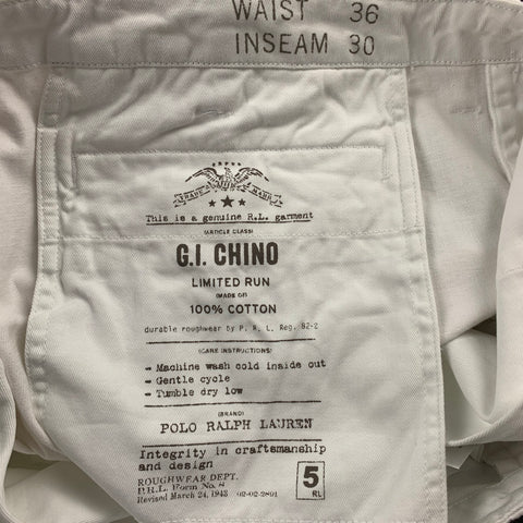 RALPH LAUREN G.I. CHINO Size 36 White Print Cotton Button Fly Jeans