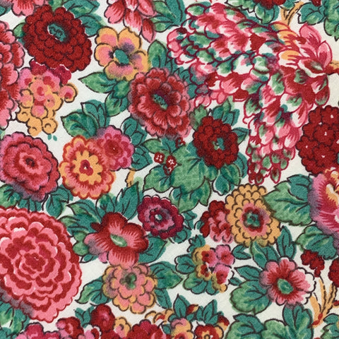 LIBERTY OF LONDON Red & Green Floral Print Cotton Tie