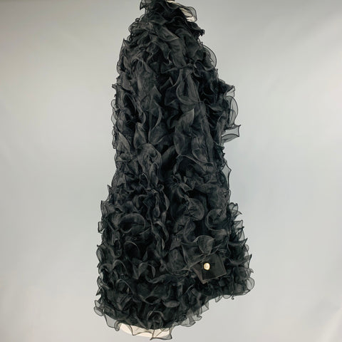 EMPORIO ARMANI Taille S Manteau zippé à volants en polyester noir