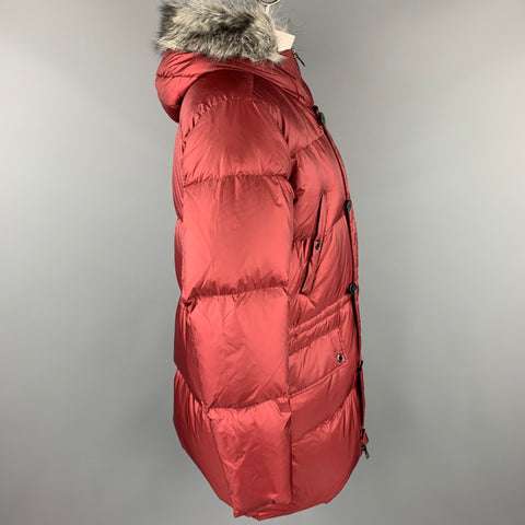 MICHAEL KORS Size XXL Burgundy Quilted Nylon Down Filled Coat