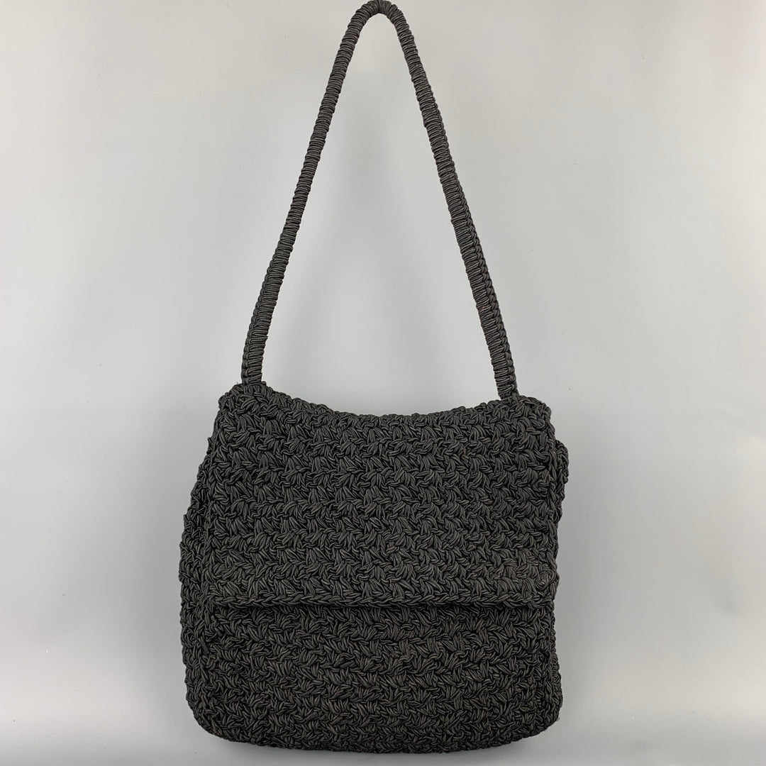 CARRIE FORBES Black Crochet Shoulder Strap Handbag