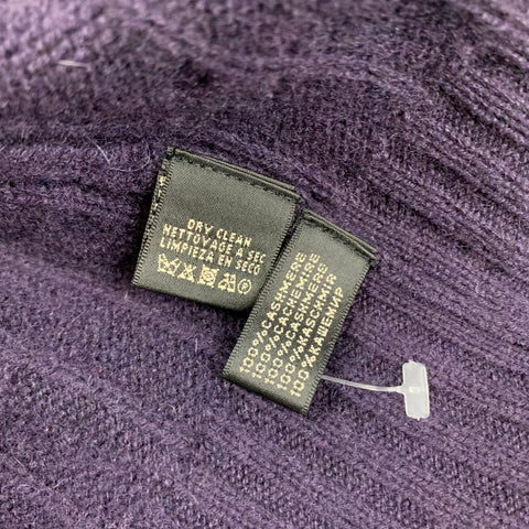 RALPH LAUREN Black Label Size M Eggplant Cable Knit Cashmere Slim Fit Sweater