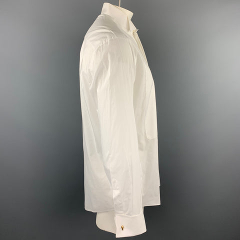 ERMENEGILDO ZEGNA Size L White Cotton French Cuffs Tuxedo Long Sleeve Shirt