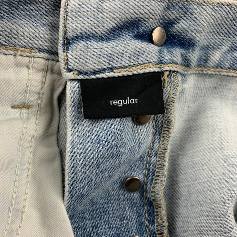 GUCCI Talla 32 Vaqueros con bragueta de botones de algodón con lavado azul claro