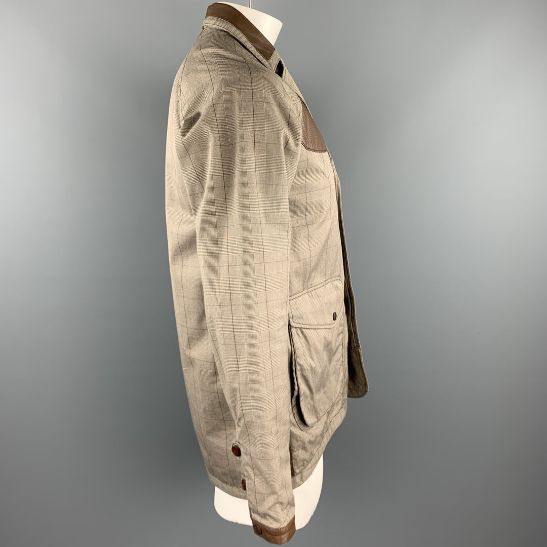WHITE MOUNTAINEERING Size L Khaki Glenplaid Cotton Hidden Buttons Jacket
