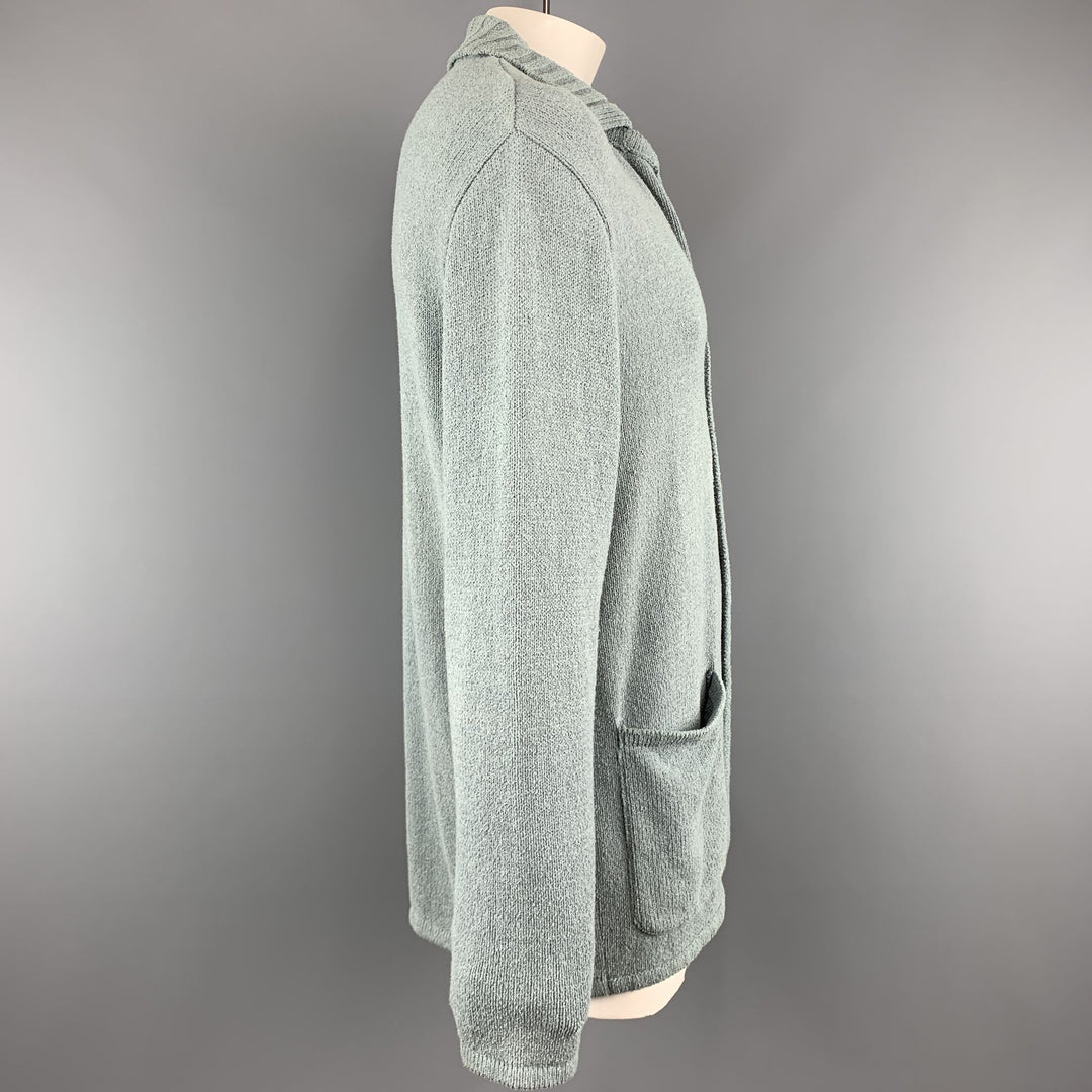 ERMENEGILDO ZEGNA Size M Oversized Sea Foam Knitted Cotton Buttoned Cardigan Jacket