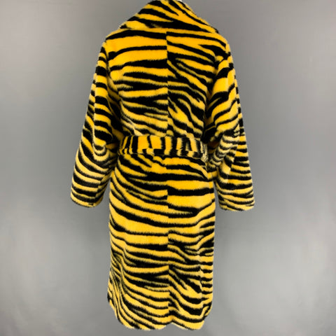 STAND STUDIO AW 20 Size M Yellow Black Zebra Print Faux Fur Crystal Coat