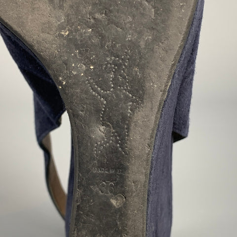 MARNI Size 6 Navy Suede Platform Wedge Sandals