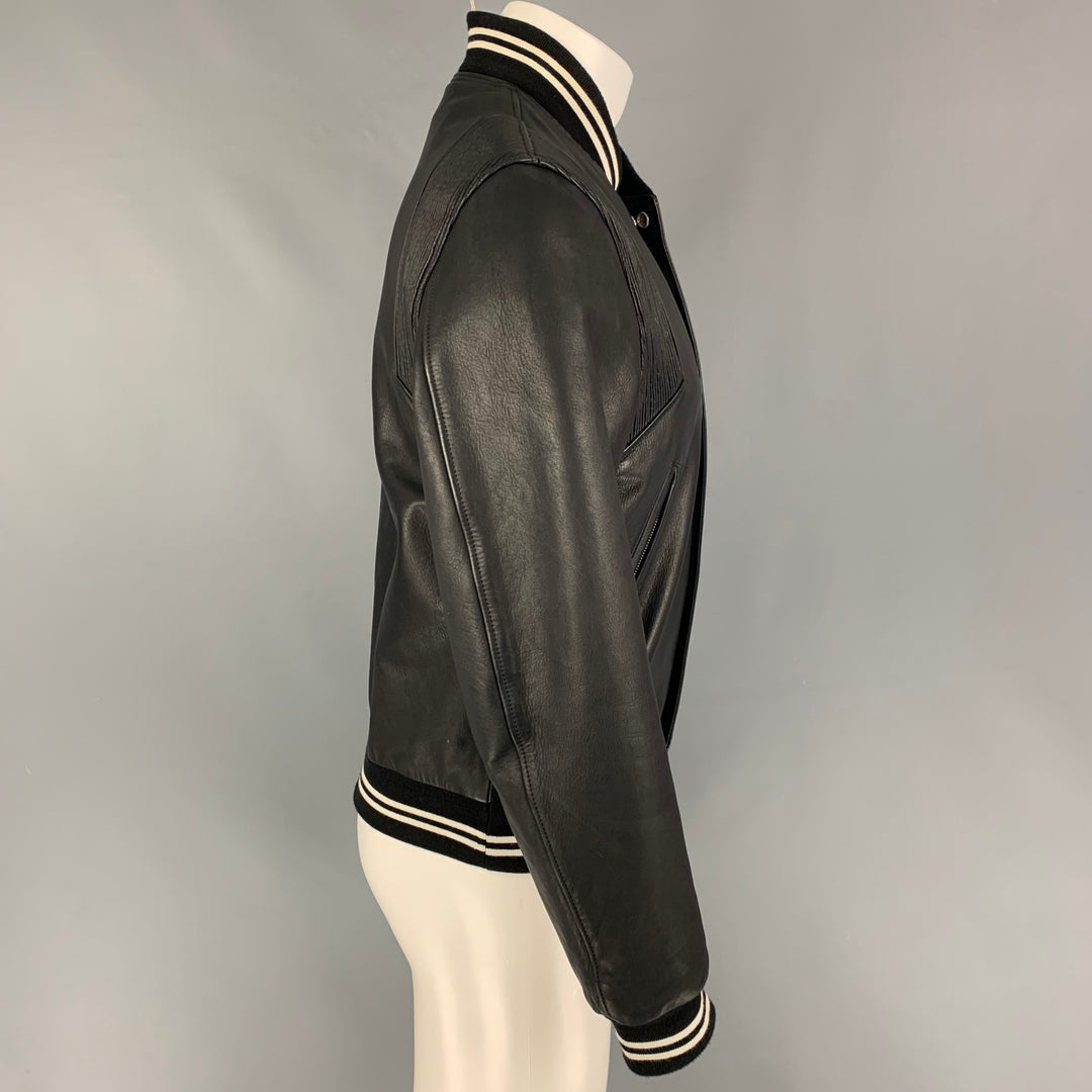 JOHN ELLIOTT Season Ten Size M Black White Leather Bomber Jacket