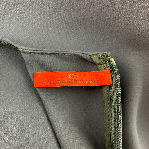 CAROLINA HERRERA Taille 4 Blouse asymétrique sans manches en soie marine
