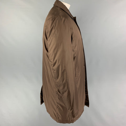 ETRO Taille XL Manteau à patte cachée en coton polyester marron