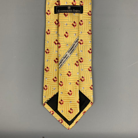 ERMENEGILDO ZEGNA Yellow Brown Rhombus Tie