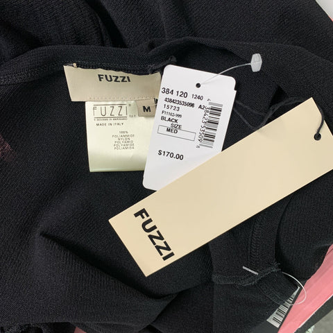 FUZZI Size M Black Nylon Solid Tank T-Shirt
