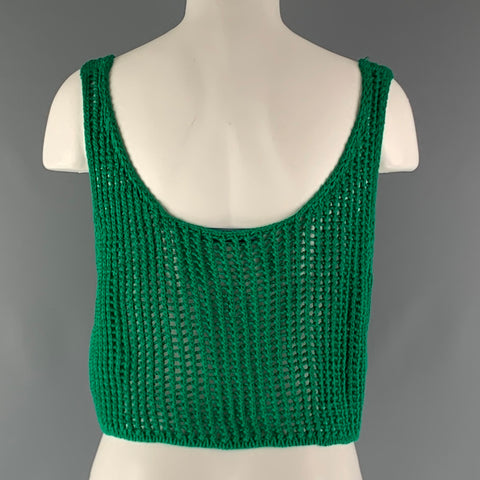 PRADA Size 4 Green Cotton Crochet Cropped Casual Top