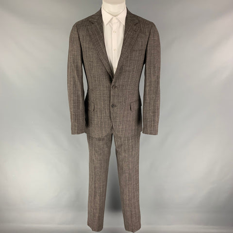 BRUNELLO CUCINELLI Talla 38 Traje con solapa de muesca en mezcla de lana marrón