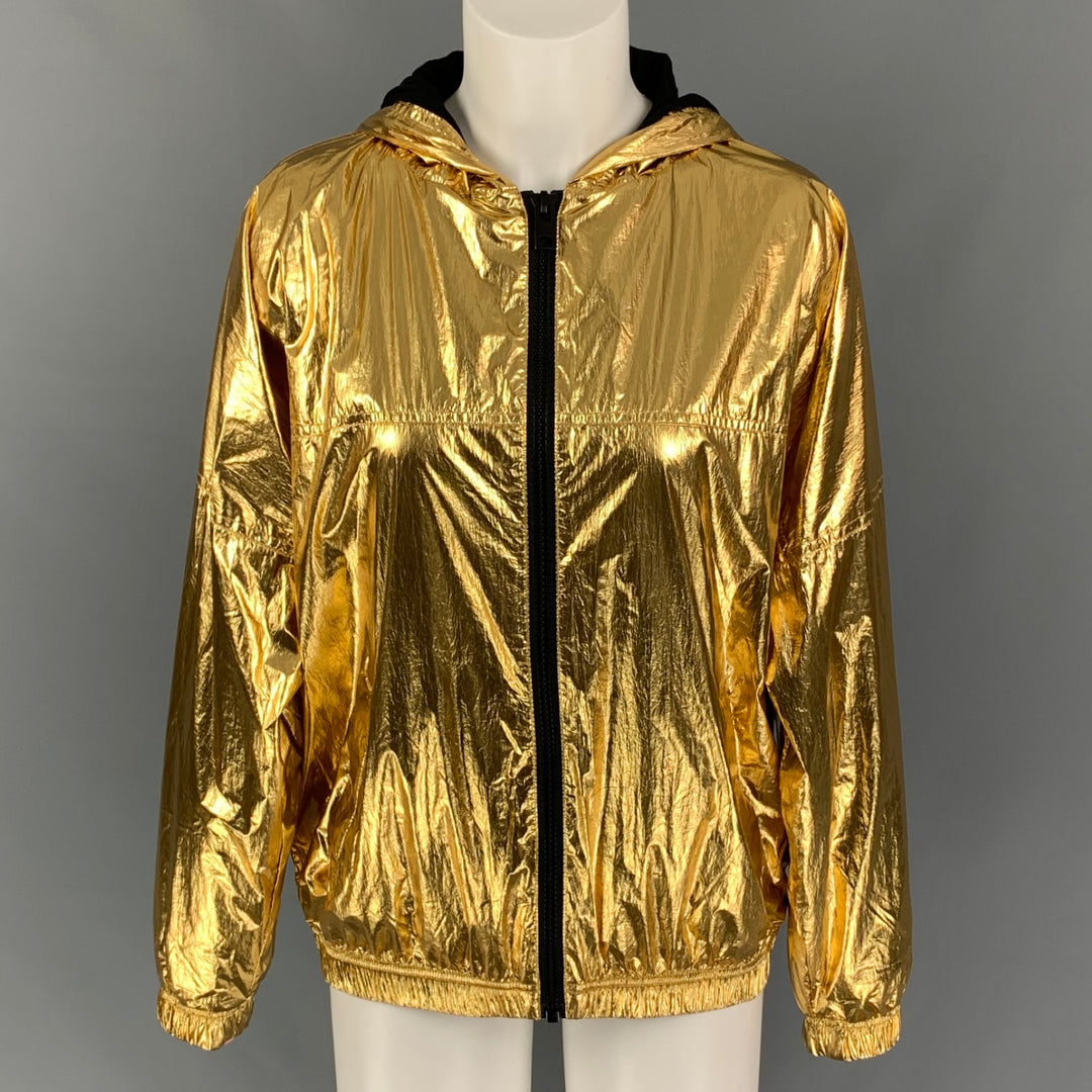ZADIG & VOLTAIRE Size M Gold Polyamide Metallic Zip Up Jacket