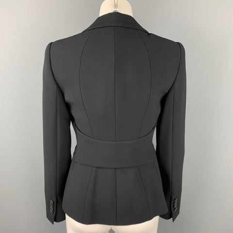 GIORGIO ARMANI Size 0 Black Wool Double Breasted Peak Lapel Jacket