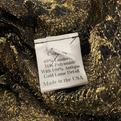 RODARTE Size 8 Gold Black Polyamide Blend 3/4 Sleeves Dress Top