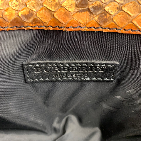 BURBERRY PRORSUM Brown & Tan Python Skin Leather Clutch Shoulder Bag